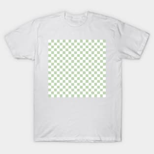 Wonky Checkerboard, White and Green T-Shirt